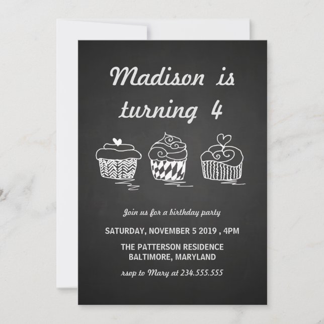 Invitación Fiesta de cumpleaños del corazón para los pasteles (Anverso)