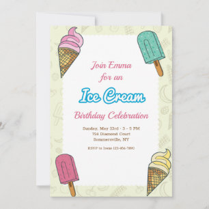 Invitación Fiesta de cumpleaños del crema de hielo 