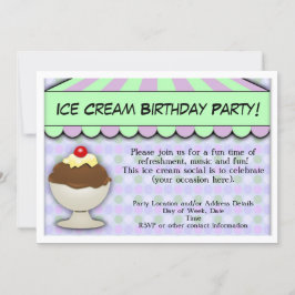 Invitación Fiesta de cumpleaños del Crema de Hielo, Pastel Aw