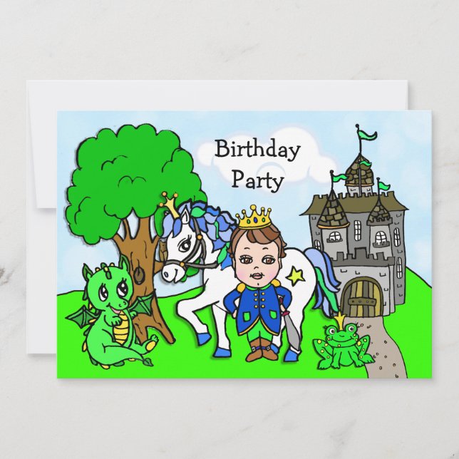 Invitación Fiesta de Cumpleaños del Cuento de Hadas del Princ (Anverso)