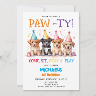Invitación Fiesta de cumpleaños del cumpleaños del perro del 