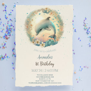 Invitación Fiesta de cumpleaños del delfín bebé lindo