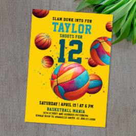 Invitación Fiesta de Cumpleaños del Deporte Baloncesto Colori