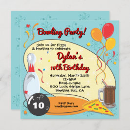 Invitación Fiesta de cumpleaños del Día de los bolos Retro
