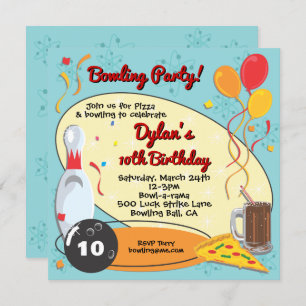 Invitación Fiesta de cumpleaños del Día de los bolos Retro
