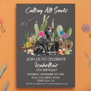 Invitación Fiesta de cumpleaños del Día de Muertos con acuare