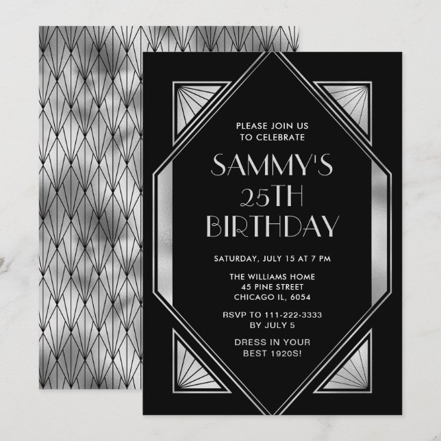 Invitación Fiesta de cumpleaños del Día del Deco de la Plata  (Anverso / Reverso)