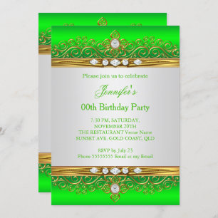 Invitación Fiesta de cumpleaños del Diamante Blanco Lime Gree