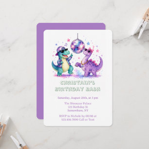 Invitación Fiesta de cumpleaños del dinosaurio de disco acuar