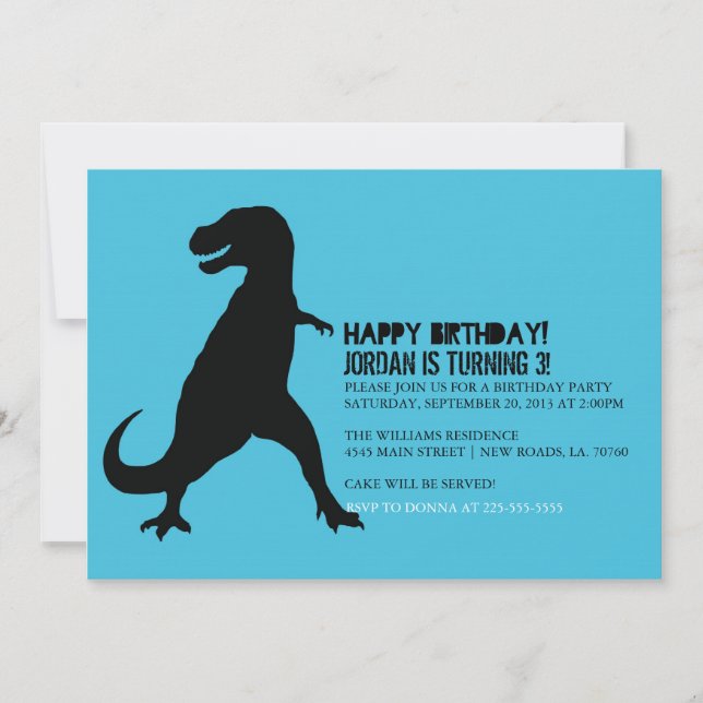 Invitación Fiesta de cumpleaños del dinosaurio el | T-Rex (Anverso)