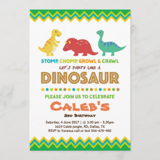 Invitación Fiesta de cumpleaños del dinosaurio Invitaton