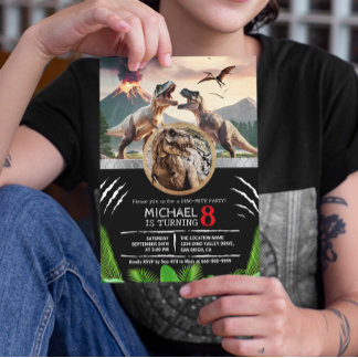 Invitación Fiesta de cumpleaños del dinosaurio prehistórico T