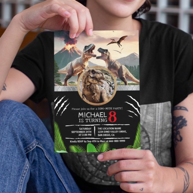 Invitación Fiesta de cumpleaños del dinosaurio prehistórico T (Dinosaur T-Rex Prehistoric Birthday Party Invitation)