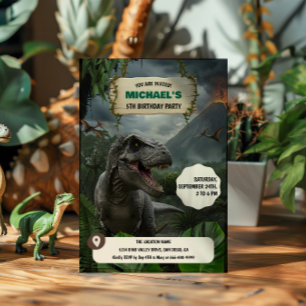 Invitación Fiesta de Cumpleaños del Dinosaurio Prehistórico T