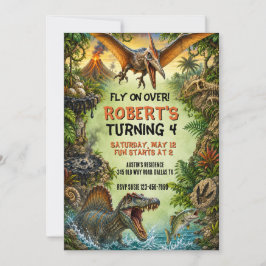 Invitación Fiesta de cumpleaños del dinosaurio Pterodáctilo