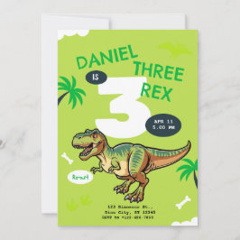 Invitación Fiesta de cumpleaños del dinosaurio T-Rex
