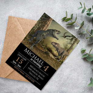 Invitación Fiesta de cumpleaños del dinosaurio Tyrannosaurus 