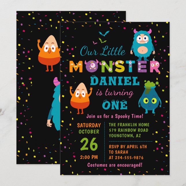 Invitación Fiesta de cumpleaños del disfraz de los pequeños m (Anverso / Reverso)