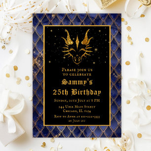 Invitación Fiesta de Cumpleaños del Dragón Dorado con Escamas