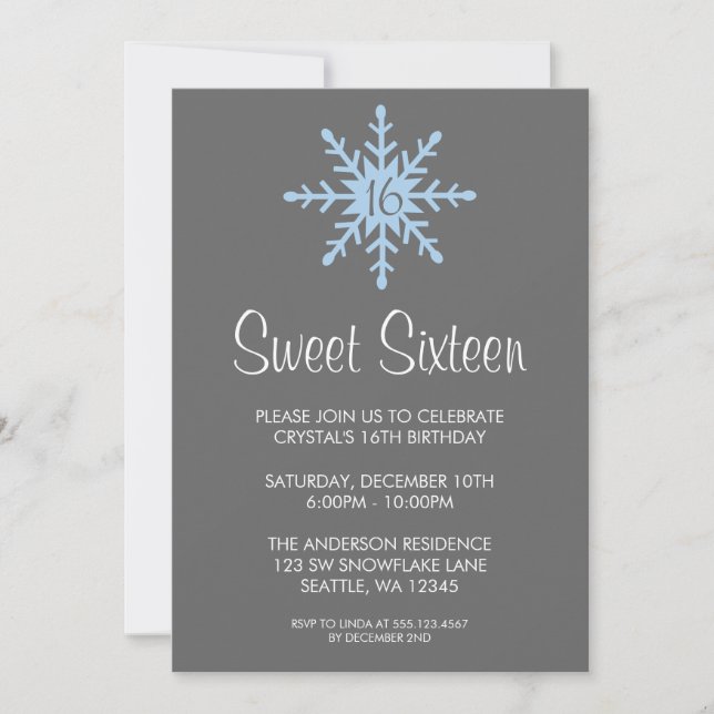 Invitación Fiesta de cumpleaños del dulce invierno Snowflake  (Anverso)