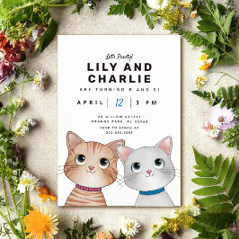 Invitación Fiesta de cumpleaños del dúo de hermanos con dos g