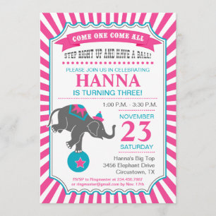Invitación Fiesta de cumpleaños del elefante circo