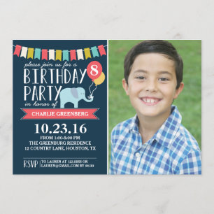 Invitación Fiesta de cumpleaños del elefante de la edad del P