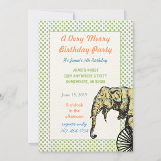 Invitación Fiesta de cumpleaños del Elefante del Circo invita