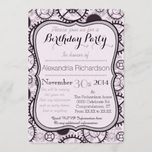Invitación Fiesta de cumpleaños del engranaje y del damasco