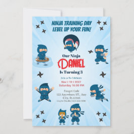 Invitación Fiesta de cumpleaños del escuadrón de ninjas azule