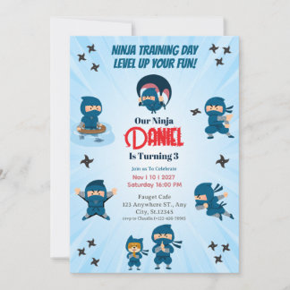 Invitación Fiesta de cumpleaños del escuadrón de ninjas azule