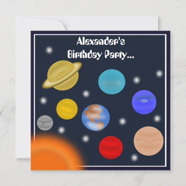 Invitación Fiesta de cumpleaños del espacio exterior de la (Anverso)