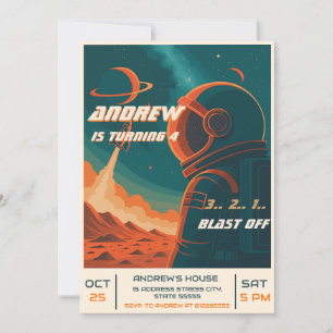 Invitación Fiesta de cumpleaños del espacio exterior del astr