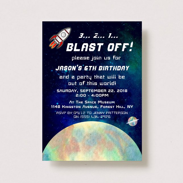 Invitación Fiesta de cumpleaños del espacio ultraterrestre (Subido por el creador)