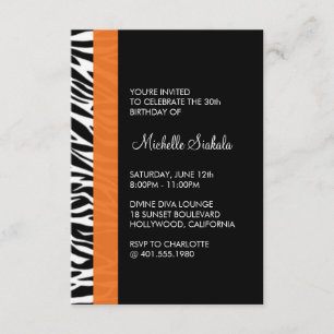 Invitación fiesta de cumpleaños del estampado de zebra