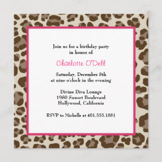 Invitación fiesta de cumpleaños del estampado leopardo