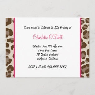 Invitación fiesta de cumpleaños del estampado leopardo
