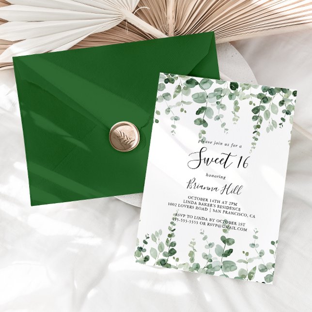 Invitación Fiesta de cumpleaños del Eucalyptus minimalista (Subido por el creador)