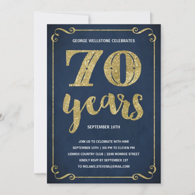 Invitación Fiesta de cumpleaños del falso Relieve metalizado (Anverso)
