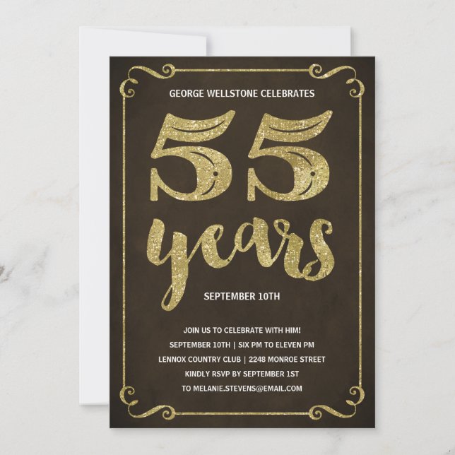 Invitación Fiesta de cumpleaños del falso Relieve metalizado (Anverso)