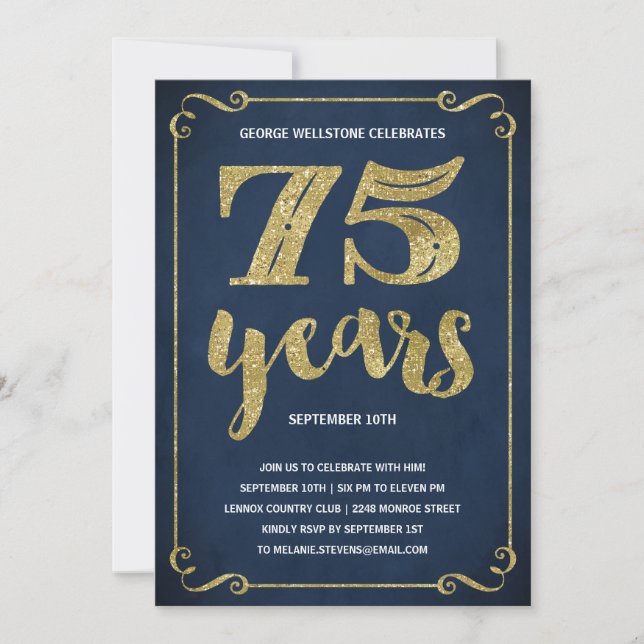 Invitación Fiesta de cumpleaños del falso Relieve metalizado (Anverso)