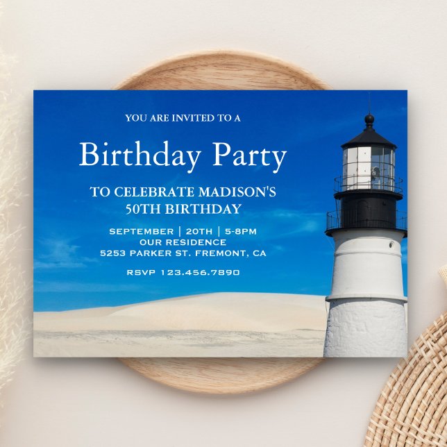 Invitación Fiesta de Cumpleaños del Faro con Arena Blanca de  (Subido por el creador)