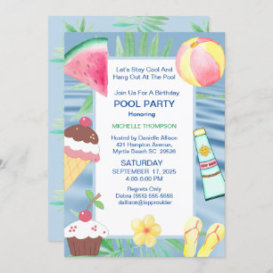 Invitación Fiesta de cumpleaños del Fiesta de la piscina
