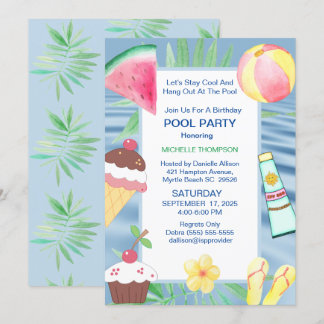 Invitación Fiesta de cumpleaños del Fiesta de la piscina