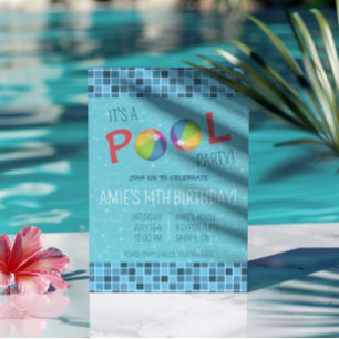 Invitación Fiesta de cumpleaños del Fiesta de la piscina