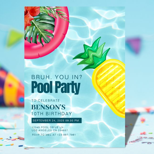 Invitación Fiesta de cumpleaños del Fiesta de la piscina (Subido por el creador)