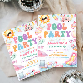 Invitación Fiesta de cumpleaños del Fiesta de la piscina de v