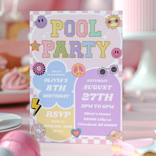 Invitación Fiesta de cumpleaños del Fiesta del grupo Preppy V (Subido por el creador)