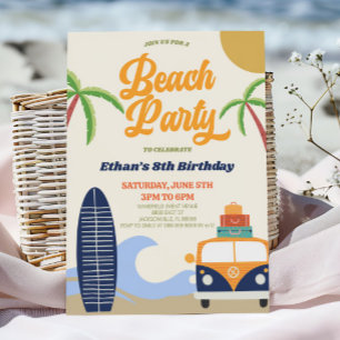 Invitación Fiesta de cumpleaños del Fiesta Retro Beach