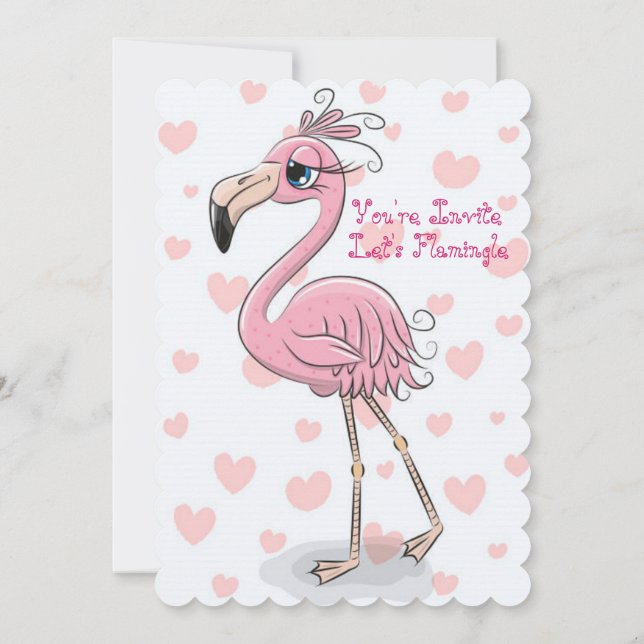 Invitación Fiesta de cumpleaños del Flamingle (Reverso)